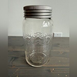 Vintage Crown glass jar 
Glass lid & aluminum ring